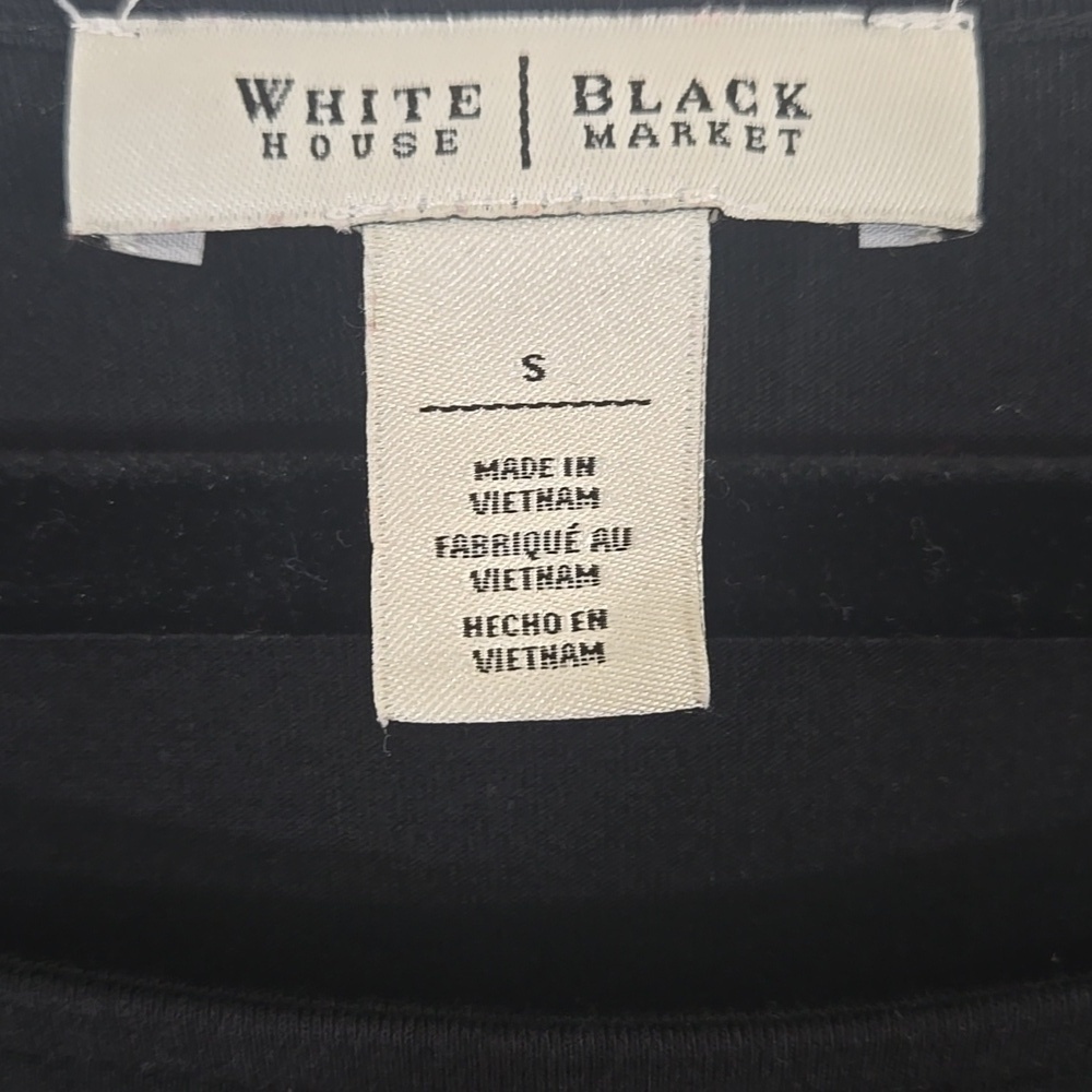 WHITE HOUSE BLACK MARKET Classic Black/White Short Sleeve White Stripe Top, S - Picture 6 of 7